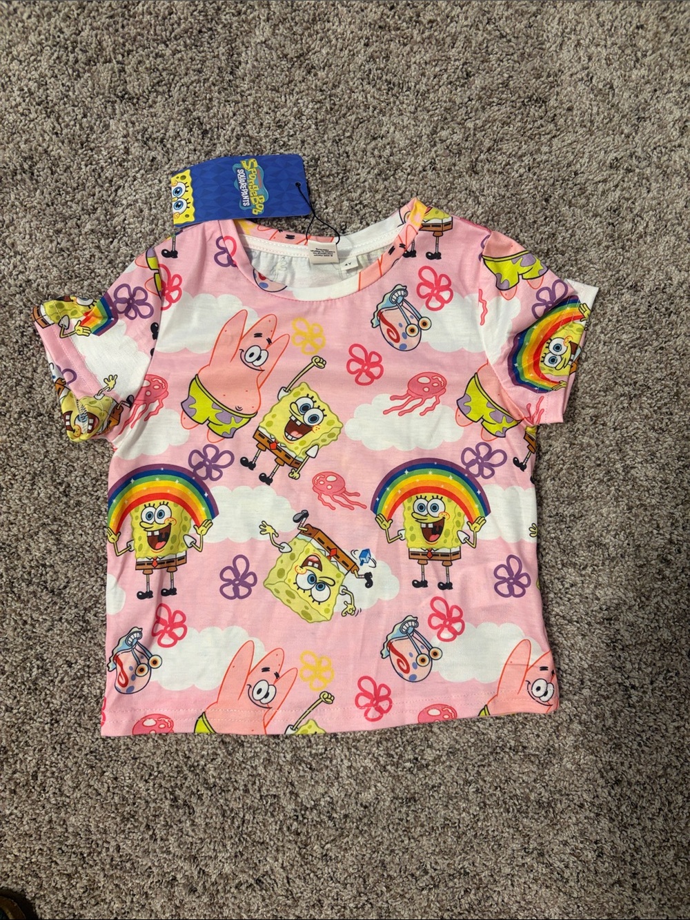 Toddler 4T SpongeBob SquarePants Pink Rainbow & Character Tee